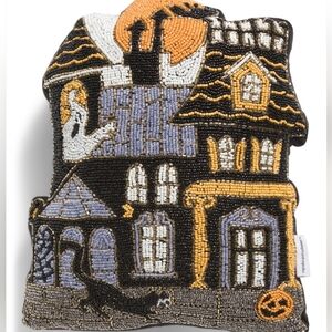 Made In India 12x16" Haunted Ghost House Beaded Accent Pillow
